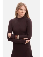 B299 Žebrované midi šaty s asymetrickým pasem - tmavě čokoládové B299 Žebrované midi šaty s asymetrickým pasem - tmavě čokoládové