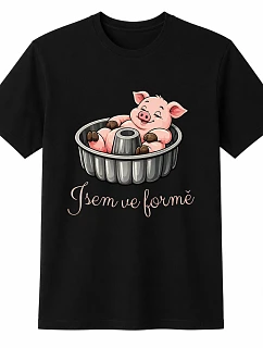 Pánské bavlněné tričko s potiskem - JSEM VE FORMĚ - černé