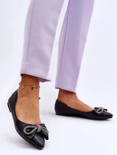 Elegantní baleríny s mašlí 9513 černé - Sweet Shoes