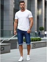Pánské džínové šortky s ohrnutými nohavicemi tmavě modré FashionStreet SX2614 Pánské džínové šortky s ohrnutými nohavicemi tmavě modré FashionStreet SX2614