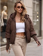 Dámská zimní prošívaná bunda s kapucí, hnědá, FashionStreet TY5895 Dámská zimní prošívaná bunda s kapucí, hnědá, FashionStreet TY5895