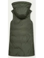 Černo-khaki dlouhá oboustranná dámská vesta (B8159-1) Černo-khaki dlouhá oboustranná dámská vesta (B8159-1)