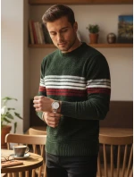 Pánský pruhovaný zelený svetr FashionStreet WX2280