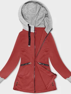 Červená dámská mikina se svetříkovou kapucí (AMG-312A)