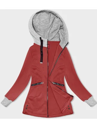 Červená dámská mikina se svetříkovou kapucí (AMG-312A) Červená dámská mikina se svetříkovou kapucí (AMG-312A)