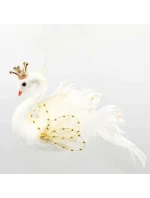 DEKORATIVNÍ ZÁVĚSNÁ LABUŤ 17CM ZLATÁ KŘÍDLA