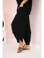 Komplet z viskózy halenka + kalhoty černý
