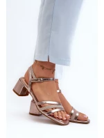 Dámské sandály na nízkém podpatku z ekokůže Sergio Leone SK046 stříbrné