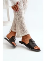 Elegantní Dámské Lesklé Žabky S Ozdobou S.Barski KV27-050 Černé