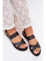 Ploché Dámské Sandály Z Eko Kůže Černé Kalira