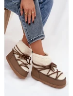 Dámské sněhule s beránkovou podšívkou na zavazování tmavě béžové Belira Dámské sněhule s beránkovou podšívkou na zavazování tmavě béžové Belira