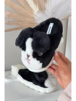 Dětské chlupaté pantofle pejskové černé Farnise