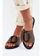 Dámské ploché pantofle s ozdobnou sponou Černé Jamira