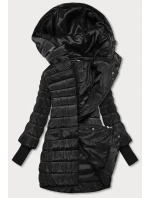 Černá dámská bunda s úpletovými stahovacími lemy (P22-6637/6682-1)