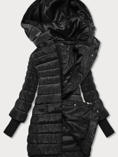Černá dámská bunda s úpletovými stahovacími lemy (P22-6637/6682-1)