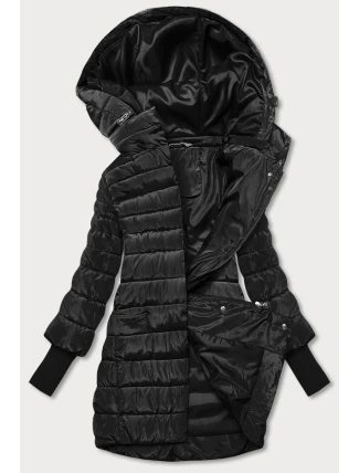 Černá dámská bunda s úpletovými stahovacími lemy (P22-6637/6682-1)