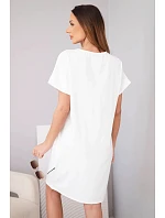 Dámské šaty z viskózy s krátkým rukávem a ozdobným potiskem ecru