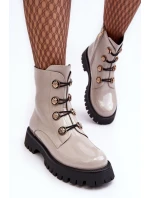 Dámské zateplené boty s ozdobnými knoflíky D&A MR870-51 Světle béžová