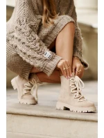 Zateplené boty z eko semiše na zip světlobéžové Caellita Zateplené boty z eko semiše na zip světlobéžové Caellita