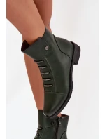 Zateplené dámské boty na plochém podpatku zelené Labise