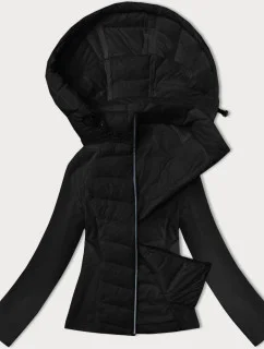 Černá dámská prošívaná bunda z různých spojených materiálů J Style (16M9226-392)