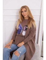 Halenka s oversize potiskem mocca