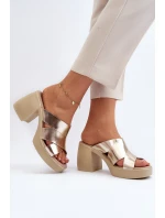 Zazoo 40373 Kožené Klapky Na Podpatku Zlaté