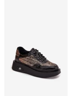 Dámské kožené šněrovací polobotky na platformě Artiker – černé