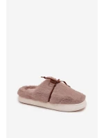 Dámské chlupaté papuče s kokardkou – khaki Minella Dámské chlupaté papuče s kokardkou – khaki Minella