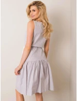 Dámské proužek šaty LK SK-508215.30P bílá šedá - FPrice Dámské proužek šaty LK SK-508215.30P bílá šedá - FPrice