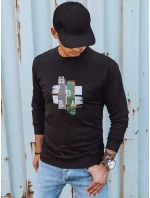 Pánská mikina s potiskem černá FashionStreet BX5352 Pánská mikina s potiskem černá FashionStreet BX5352