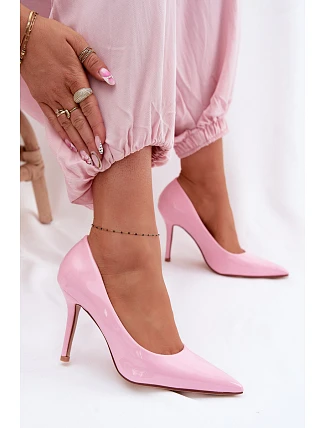 Klasické lakované lodičky z umělé kůže růžové Odira
