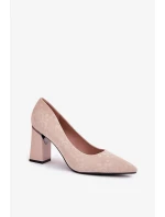 Elegantní dámské lodičky na širokém podpatku Vinceza – béžové Elegantní dámské lodičky na širokém podpatku Vinceza – béžové