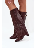 Dámské kozačky na podpatku LQ-69 Vínová - Stephan Paris