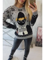 Vánoční svetr se Santa Clausem šedý