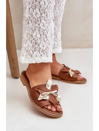 Pantofle S Dekorací Přírodní Kůže Zazoo 3574/Z Camel