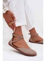 Dámské Semišové Baletky Barefoot S Pásky Zazoo 191 Šedé