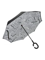 Obrácený deštník France  černý, vespod potisk - Gregorio