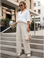 Dámské široké džíny s vysokým pasem béžové FashionStreet UY2965