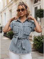 Dámská džínová košile s páskem a krátkými rukávy FashionStreet EY2691