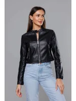 Krátká černá bunda ramoneska se stojáčkem (11Z8038) Krátká černá bunda ramoneska se stojáčkem (11Z8038)