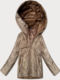 Dámská prošívaná bunda s kapucí Goodlookin beige (B8596-12)