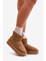 Dámské Semišové Sněhule Na Platformě Nad Kotníky Camel Rianaella