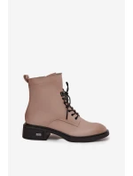 Dámské kotníkové boty z pravé kůže na nízkém podpatku zateplené Vinceza 39955 béžové