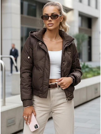 Dámská přechodová bunda TY5669 hnědá - FashionStreet