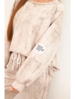 Dámská oversize souprava z viskózy s efektem vyblednutí tmavě béžová