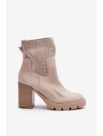 Dámské Ažurové Zámecké Boty Světle Béžové Lewski 3386 Dámské Ažurové Zámecké Boty Světle Béžové Lewski 3386