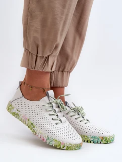 Dámské kožené polobotky se šněrováním bílé Farnalea