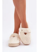 Hřejivé pantofle s malou broží světle béžové Primaria