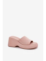 Eko Velurové Pantofle Dámské Na Platformě A Klíně Růžové Afisal